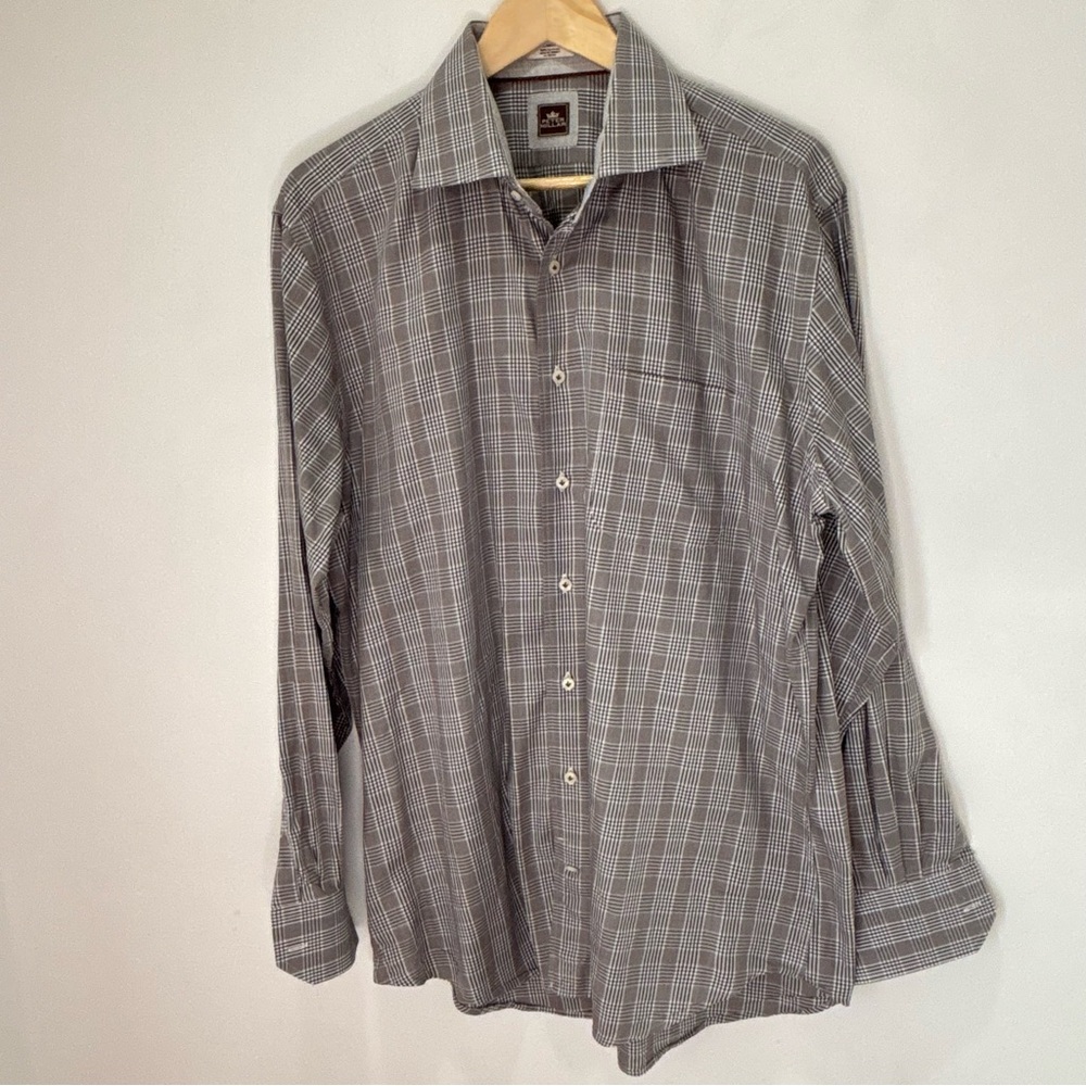Peter Millar Men’s Classic Plaid Gray Long Sleeves Button Shirt Size Large C45